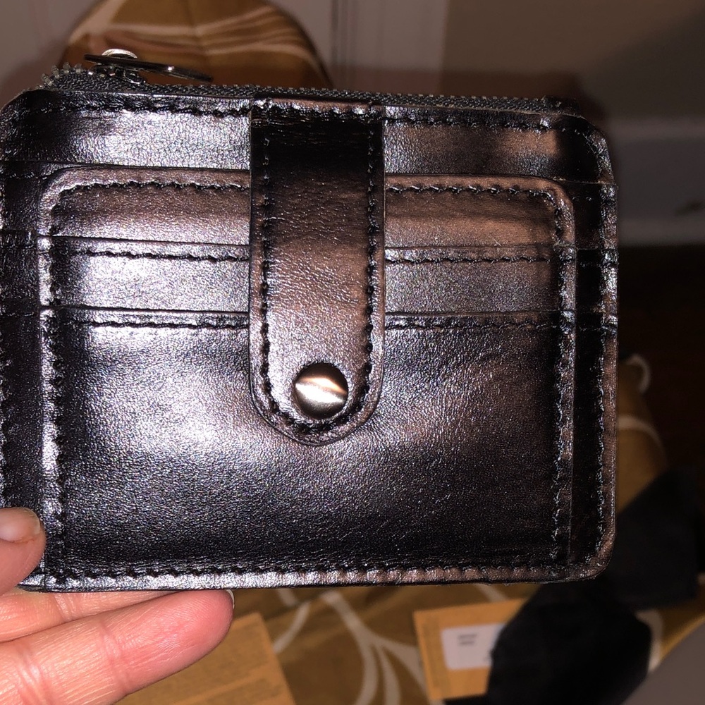 Patricia Nash Black Leather Cassis ID ZIP Card Case - Picture 2 of 5